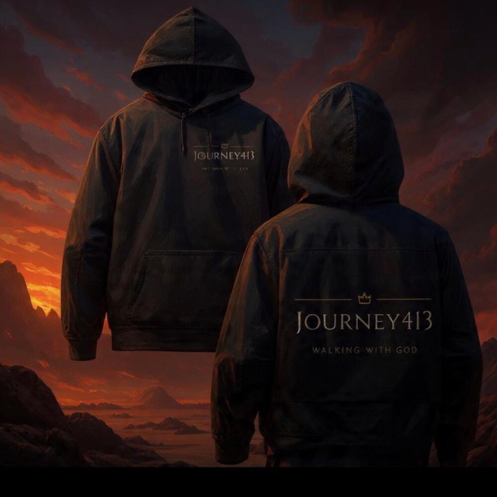 NEW - JOURNEY 413 T HOODIE SWEATER WALKING WITH GOD BLACK SZ- L - Picture 7 of 8